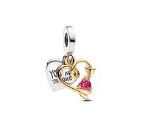 Pandora Breloque Moments 763622C01 – Double cœur & flèche, argent sterling plaqué or