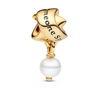 PANDORA Moments 763784C01 Breloque ruban en argent sterling avec perle de culture d'eau douce traitée, 8,9x18,5x9,1 mm, Argent sterling, Perle