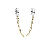 PANDORA Moments 763904C00-05 Chaîne de sécurité à maillons allongés en Argent Sterling avec Alliage plaqué Or 14 carats Compatible avec Pendentif Moments, 5 cm, Argent Sterling, Pas de gemme