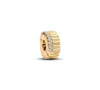 Pandora Breloque à clip Moments 764078C01 argent sterling alliage plaqué or 14 carats zircone Strié