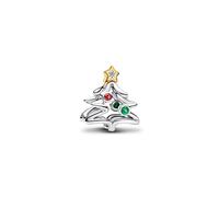 PANDORA Moments 764248C01 Breloque en forme de sapin de Noël en argent sterling avec alliage plaqué or 14 carats et zircones