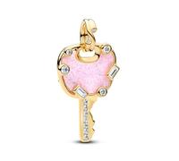 PANDORA Moments 764349C01 Pendentif en forme de clé d'amour irisée en alliage plaqué or 14 carats et oxyde de zirconium Compatible ME et Moments Rose