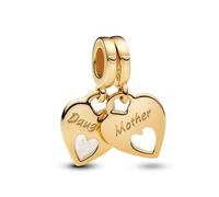 Pandora Moments 769187C01 Breloque double cœur en argent sterling avec alliage plaqué or Compatible avec les bracelets ME et Moments, taille unique, Argent sterling, Pas de gemme
