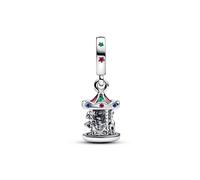 PANDORA Moments 793586C01 Breloque carrousel rotative en Argent Sterling avec Cristaux Compatible avec Les Bracelets Moments, Rot, Argent Sterling, Cristal Artificiel