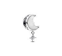 PANDORA Moments 793594C01 Breloque en forme de lune et étoile polaire en argent sterling et oxyde de zirconium Compatible avec les bracelets Moments, Weiß, Argent sterling, Zircone cubique