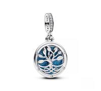Pandora Moments 793599C01 Breloque Arbre de l'infini Phosphorescent en Argent Sterling avec zircone Compatible avec Les Bracelets Moments et ME, Blau, Argent Sterling, Zircone cubique