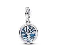 PANDORA Moments 793599C01 Breloque arbre de l'infini phosphorescent en argent sterling avec zircone Compatible avec les bracelets Moments et ME, Blau, Argent sterling, Zircone cubique