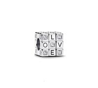PANDORA Moments 793672C01 Breloque cube en argent sterling avec zircons pour bracelets Moments