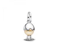 PANDORA Moments 793748C01 Breloque en Forme d'œuf de Pâques en Argent Sterling avec Perle de Cristal synthétique Compatible avec Les Bracelets Me & Moments, 9x13,5x9,3 mm, Argent Sterling, Pas de