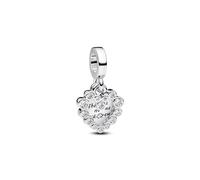 PANDORA Moments 793765C01 Breloque double cœur scintillante en argent sterling avec zircone compatible avec bracelets Me and Moments, 4,3x 11,8x 11,3 mm, Argent sterling, Zircone cubique