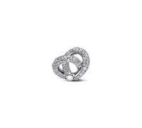 PANDORA Moments 793771C01 Breloque en Forme de cœur avec nœud Infini en Argent Sterling avec zircone Compatible avec Les Bracelets Moments, 12x11,9x13,8 mm, Argent Sterling, Zircone cubique