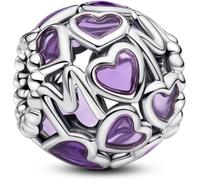 PANDORA Moments 793772C01 Breloque en Forme de cœur Ouvert en Argent Sterling Compatible avec Les Bracelets Moments, 11,4x11,4x10,8 mm, Argent Sterling, Pas de gemme