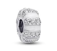 PANDORA Moments 793785C01 Breloque à Clip en Argent Sterling avec zircones Compatible avec Les Bracelets Moments, 9,2x9,2x4,7 mm, Argent Sterling, Zircone cubique