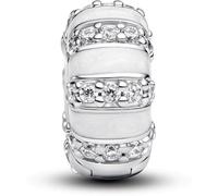PANDORA Moments 793785C01 Breloque à Clip en Argent Sterling avec zircones Compatible avec Les Bracelets Moments, 9,2x9,2x4,7 mm, Argent Sterling, Zircone cubique
