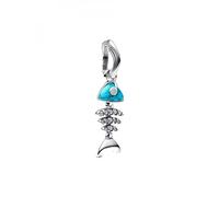 Pandora Moments 793894C01 Breloque en forme d'arête de poisson turquoise en argent sterling avec zircone compatible avec les pendentifs Me and Moments, 4,6x15,2x7,3 mm, Argent sterling, Zircone