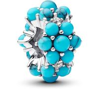 PANDORA Moments 793897C02 Breloque océan turquoise en argent sterling avec zircone compatible avec pendentif Moments, 11,5x10,7x7,3 mm, Argent sterling, Zircone cubique