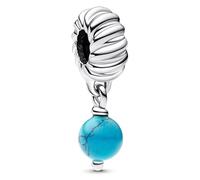 Pandora Moments 793901C01 Breloque turquoise en argent sterling compatible avec pendentif Moments, 5,9x8,5x5,1 mm, Argent sterling, Turquoise