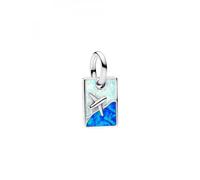 Pandora Moments 793913C01 Breloque de voyage en argent sterling avec opale synthétique Compatible avec les pendentifs Me and Moments, 2,6x12,3x8,7 mm, Argent sterling, Opale