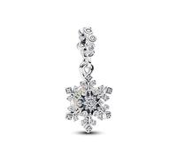 PANDORA Moments 794142C01 Breloque double flocon de neige irisé en argent sterling avec zircone et opale Compatible ME et Moments