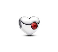 PANDORA Moments 794161C01 Breloque en forme de cœur en argent sterling avec pierre rouge et cristal artificiel