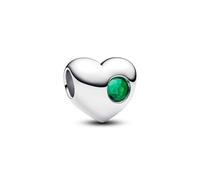 PANDORA Moments 794161C05 Breloque en forme de cœur en argent sterling avec pierre verte et cristal artificiel