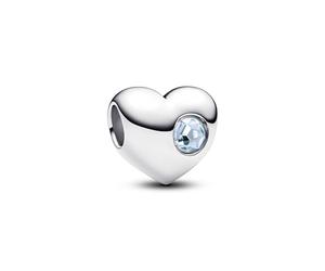 PANDORA Moments 794161C06 Pendentif en forme de cœur avec pierre blanche à graver en argent sterling avec perle artificielle Blanc Compatible avec Moments