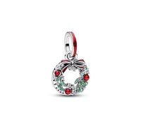 PANDORA Moments 794238C01 Couronne de Noël double charm en argent sterling avec cristal artificiel Compatible ME et Moments
