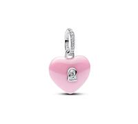 PANDORA Moments 794424C01 Breloque en forme de cœur en céramique rose en argent sterling avec zircone compatible Me and Moments