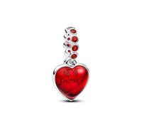 Pandora Moments 794429C01 Breloque Double en Verre de Murano Rouge en Forme de cœur en Argent Sterling avec Cristal Artificiel Compatible Me and Moments