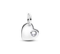 PANDORA Moments April 794295C04 Pendentif en forme de cœur avec pierre transparente en argent sterling avec zircons blancs Compatible ME et Moments