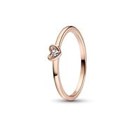 Pandora Moments Bague Cœur Rayonnant en métal plaqué or rose 14 carats avec zircones cubiques transparentes, taille 56