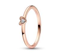 Pandora Moments Bague Cœur Rayonnant en métal plaqué or rose 14 carats avec zircones cubiques transparentes, taille 50