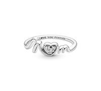 Pandora Moments Bague Mom en argent sterling avec zircones cubiques transparentes