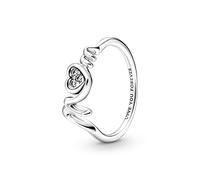 Pandora Moments Bague Signet Pavé inscription « Mom » (Maman) en argent sterling avec zircones cubiques transparentes, taille 56