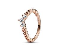 Pandora Moments Bague Tiare Volute Royale en métal plaqué or rose 14 carats avec zircones cubiques transparentes, taille 48