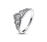 Pandora Moments Bague Tiare Volute Royale Perlée en argent sterling avec zircones cubiques transparentes
