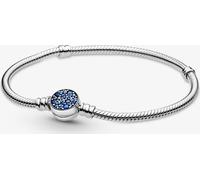 Pandora Moments Bracelet à maillons serpent avec fermeture de disque bleu étincelant 599288C01 Bracelet pour femme, circonférence du bracelet:16cm