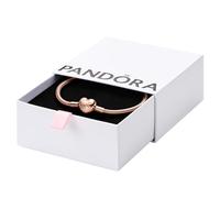 PANDORA Moments Bracelet chaîne serpent fermoir cœur 14 carats avec boîte cadeau, 17 cm, Or rose, Pas de gemme
