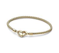 Pandora Moments Bracelet maille cloutée en métal plaqué or 14 carats avec fermoir en forme de cœur