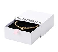 Pandora Moments Bracelet maille cloutée en métal plaqué or 14 carats avec fermoir en forme de cœur, 21
