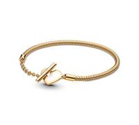 Pandora Moments Bracelet maille serpent Cœur en métal plaqué or 14 carats, fermoir en T