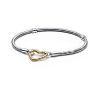 Pandora Moments Bracelet maille serpent en argent sterling avec fermoir cœur en métal plaqué or 14 carats, 21
