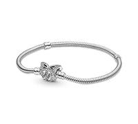 Pandora Moments Bracelet maille serpent en argent sterling avec fermoir papillon et zircones cubiques transparentes, 20