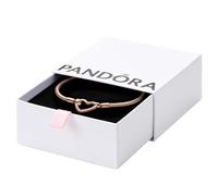 Pandora Moments Bracelet maille serpent en métal plaqué or rose 14 carats avec fermoir en forme de cœur, 20