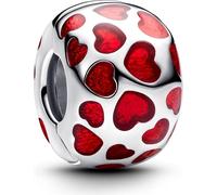 PANDORA Moments Charm à clipser Coeurs, argent 925, émail