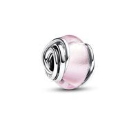 Pandora Moments Charm Cercles en argent sterling avec verre de Murano rose et feuille d’argent
