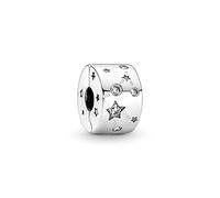 Pandora Moments Charm clip Constellation en argent sterling avec zircones cubiques transparentes et émail blanc argenté scintillant