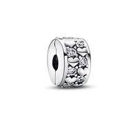 Pandora Moments Charm clip Cœur en argent sterling avec zircones cubiques transparentes