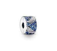 Pandora Moments Charm clip Plume en argent sterling avec cristal bleu nuit