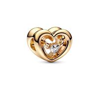 Pandora Moments Charm Cœur ouvert en métal plaqué or 14 carats avec zircones cubiques transparentes
